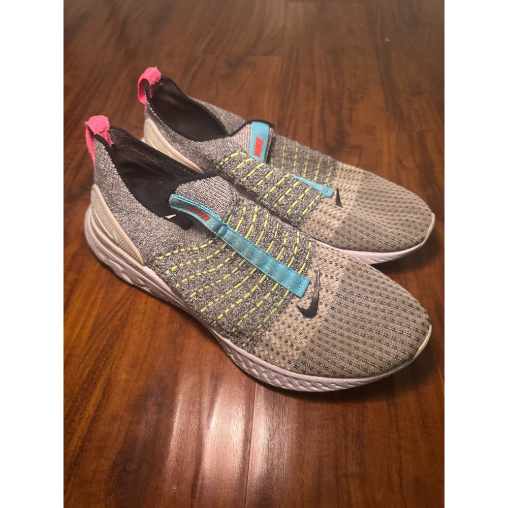 Nike React Phantom Run Flyknit 2 CZ7865-100 Gray Running Shoes Men's Size 9